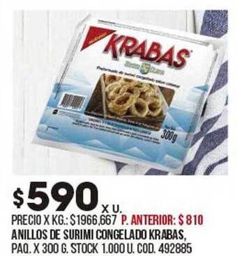 Coto Anillos de surimi congelado krabas oferta