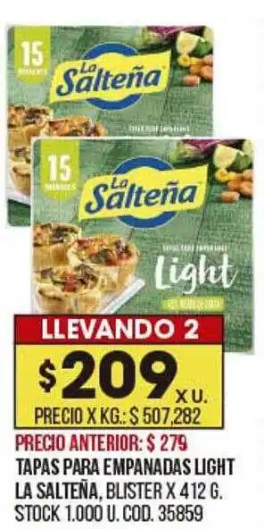 Coto Tapas para empanadas light la salteña oferta