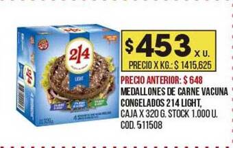 Coto Medallones de carne vacuna congelados 214 light oferta