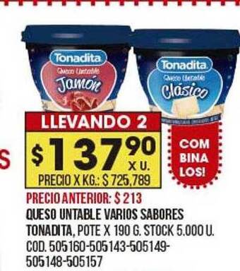Coto Queso untable varios sabores tonadita oferta
