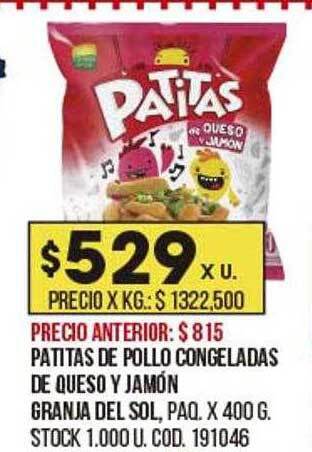 Coto Patitas de pollo congeladas de queso y jamón granja del sol oferta