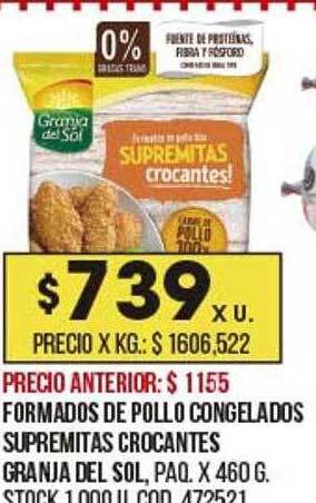Coto Formados de pollo congelados supremitas crocantes granja del sol oferta
