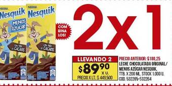 Coto Leche chocolatada original - menos azúcar nesquik oferta