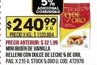 Coto Mini budín de vainilla relleno con dulce de leche 9 de oro oferta