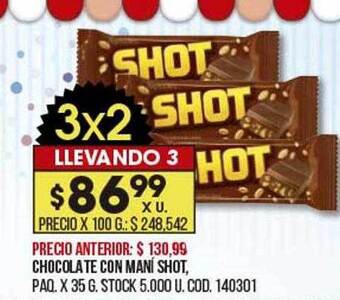 Coto Chocolate con maní shot oferta