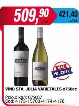 Maxiconsumo Vino sta. julia varietales x750cc oferta