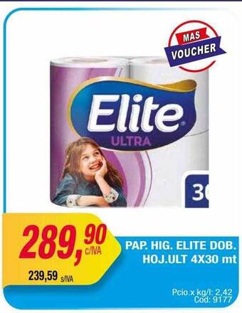 Maxiconsumo Pap. hig. elite dob. hoj. ult 4x30 mt oferta
