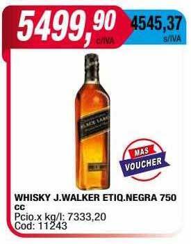 Maxiconsumo Whisky j.walker etiq.negra 750 cc oferta