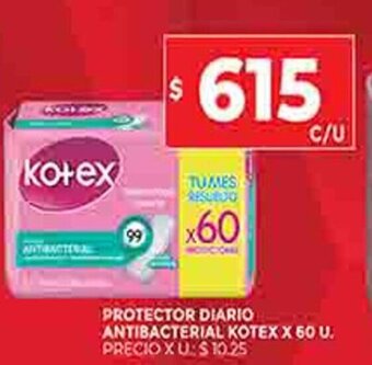 Supermercados DIA Protector Diario Antibacterial Kotex x 60 u oferta