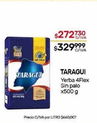 Nini Mayorista Taragui yerba 4flex sin palo oferta