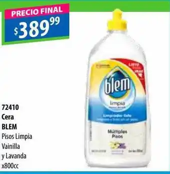 Cera blem pisos limpia vainilla y lavanda
