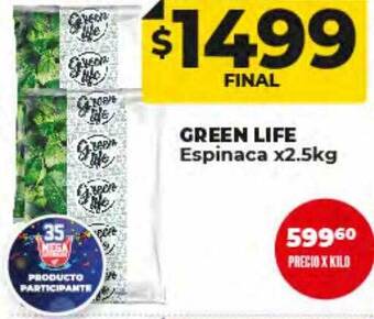 Supermayorista Vital Green life espinaca oferta