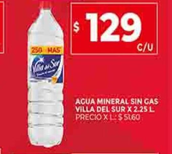 Supermercados DIA Agua Mineral Sin Gas Villa Del Sur X 2.25 L oferta