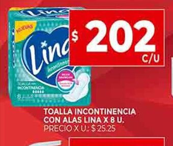 Supermercados DIA Toalla Incontinencia Con Alas Lina X 8 U oferta