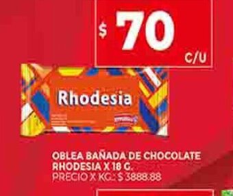 Supermercados DIA Oblea Banada De Chocolate Rhodesia x 18 g oferta