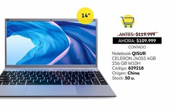 Coppel Notebook qisur celeron j4055 4gb 256 gb w10h oferta