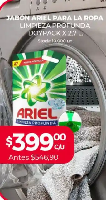 Supermercados Tadicor Ariel Jabón Para La Ropa Limpieza Profunda Doypack x 2,7L oferta