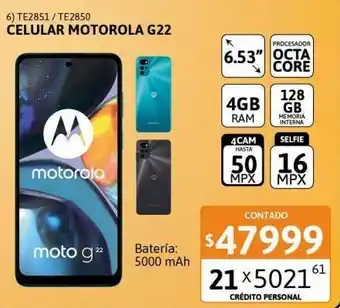 Cetrogar Celular motorola g22 6.53" 4gb 128gb oferta