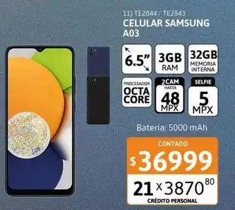Cetrogar Celular samsung a03 6.5" 3/32gb oferta