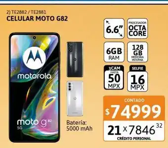Cetrogar Celular motorola g82 6.6" 6/128gb 50mp oferta