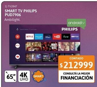 Cetrogar Smart tv led 65" philips pud7906 ultra hd android oferta