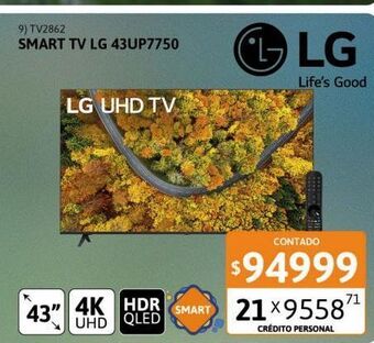 Cetrogar Smart tv led lg 43" 43up7750 ultra hd 4k web oferta