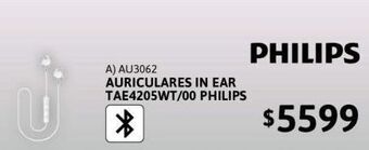 Cetrogar Auriculares in ear tae4205wt/00 philips oferta