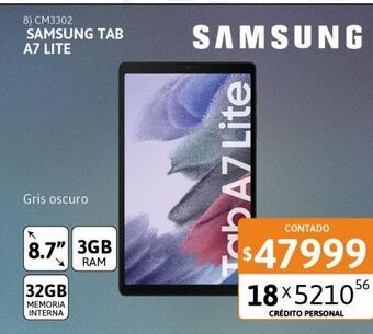 Cetrogar Tablet samsung galaxy tab a7 lite 8.7" 3gb 32gb gris oscuro oferta