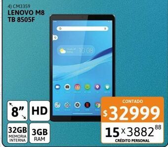 Tablet lenovo tb-8505f m8 8" 3gb 32gb ssd