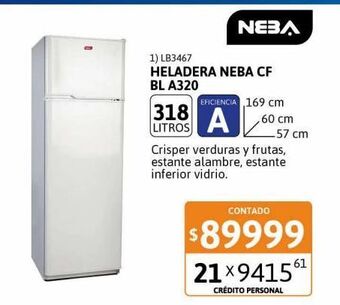 Cetrogar Heladera neba cf bl a320 310lt oferta