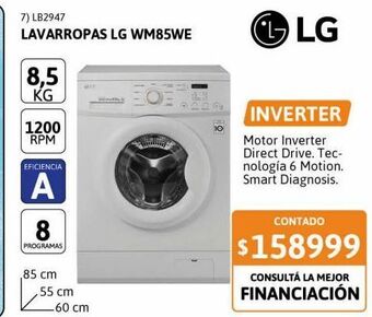 Cetrogar Lavarropas lg 8.5kg 1200rpm cf blanco inverter oferta