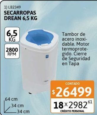 Cetrogar Secarropas drean 6,5kg oferta