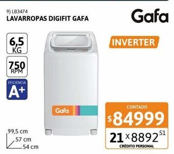 Cetrogar Lavarropas digifit 6.5 kg 750rpm blanco gafa oferta