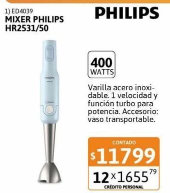 Cetrogar Mixer philips hr2531/50 vaso oferta