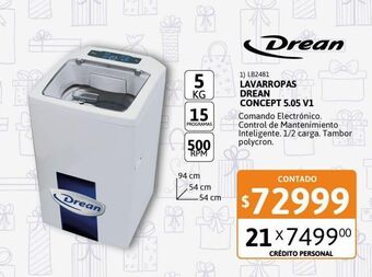 Cetrogar Lavarropas drean concept 5.05 v1 5kg 500rpm oferta