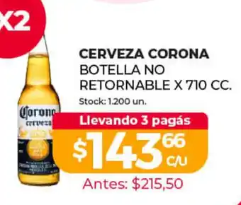 Supermercados Tadicor Cerveza Corona Botella No Retornable x 710cc oferta