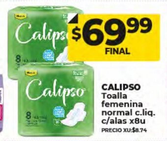 Supermayorista Vital Calipso Toalla Femenina Normal c.Liq. c/alas x 8u oferta
