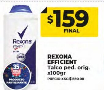 Supermayorista Vital Rexona Efficient Talco Ped. Orig. x 100gr oferta
