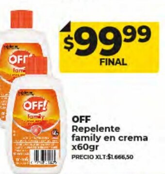 Supermayorista Vital Off Repelente Family en Crema x60gr oferta