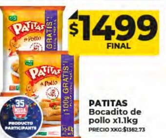 Supermayorista Vital Patitas Bocadito de Pollo x 1.1kg oferta