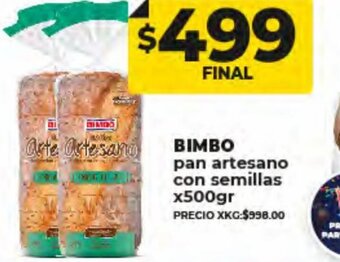 Supermayorista Vital Bimbo Pan Artesano Con Semillas x 500gr oferta