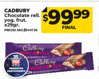 Supermayorista Vital Cadbury Chocolate Rell. Yog. Frut. x29gr. oferta