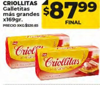 Supermayorista Vital Criollitas Galletitas Màs Grandes x169gr oferta