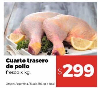 Disco Cuarto trasero de pollo fresco kg oferta
