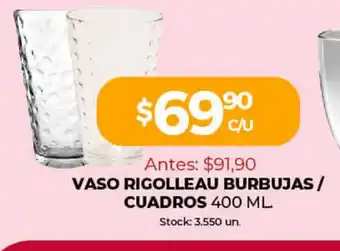 Supermercados Tadicor Vaso Rigolleau Burbujas/ Cuadros 400ml oferta