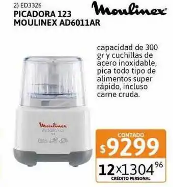 Cetrogar Picadora 123 moulinex ad6011ar oferta