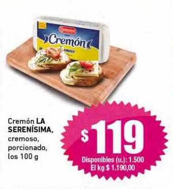 Cooperativa Obrera Cremón la serenísima cremoso porcionado oferta