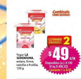 Cooperativa Obrera Yogur la serenísima oferta