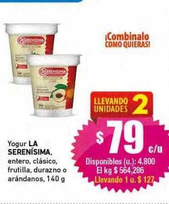 Cooperativa Obrera Yogur la serenísima oferta