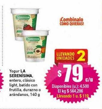 Cooperativa Obrera Yogur la serenísima oferta